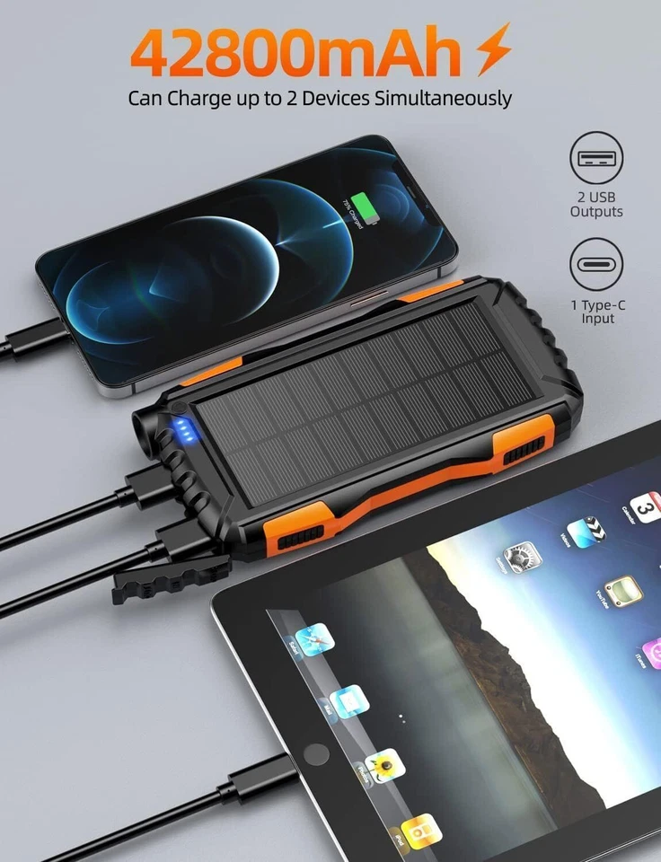 42800mAh Solar Charger Power Bank Portable Charger Power Bank External Battery - Image 2 of 4