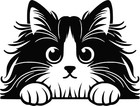 Whisker Peeking Cat Vinyl Decal Cat Peeking Decal, Vinyl Car Sticker, Adhesive