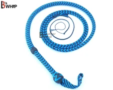Indy Style Bull Whip 6 to 12 Foot 8 Plaits Blue Black Nylon Para-cord Bullwhip
