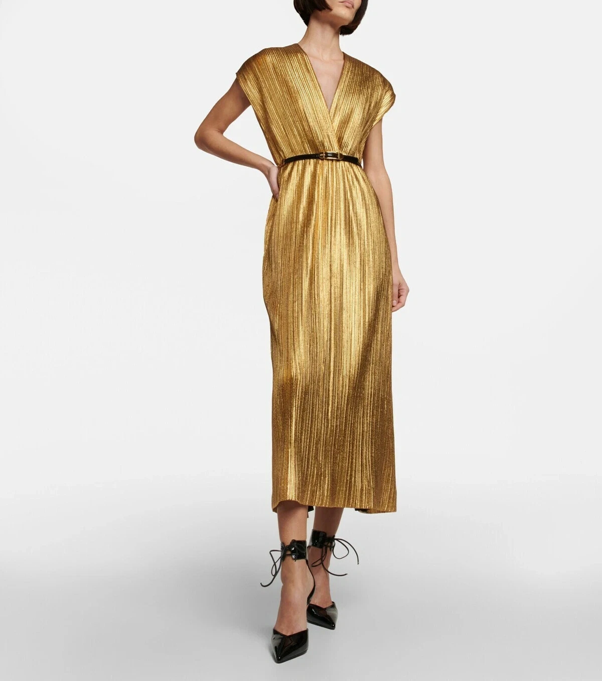 Robe midi Gucci or cady boiteux NEUF AVEC ÉTIQUETTES PRIX DE VENTE 6 USD + taxes