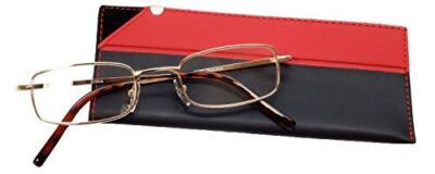 Calabria 753XL Extra Wide & Large Metal Reading Glasses with Slip Case Gold+0.75