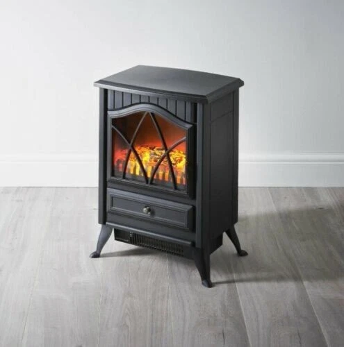 1800w Blaupunkt Electric Log Effect Medium Stove Heater Fireplace Black 900 1800