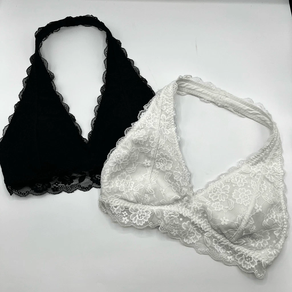 Gilly Hicks by Hollister Lace Bralette Sz S Black & White Set of Two