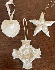 Lot Of Three Margaret Furlong White Porcelain Christmas Ornaments