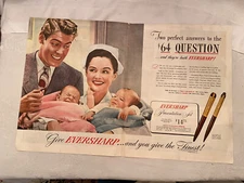 1946 EVERSHARP PRESENTATION SET Pen/Pencil Double Page Ad Saturday Evening Post