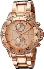 NEW MICHAEL KORS GARRET S/STEEL ROSE GOLD,CRYSTALS CHRONOGRAPH WATCH-MK5620+BOX