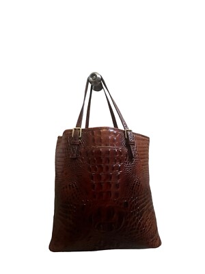 Brahmin Pecan Melbourne Croc-Embossed Brown Leather Handbag  display picture 1