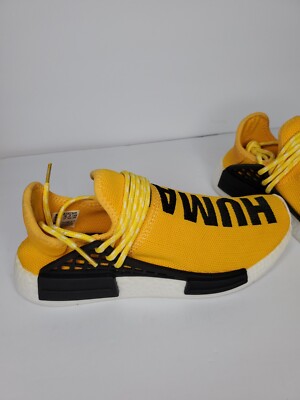 Black Athletic Slip-On Sneakers with Yellow Laces Pharrell NMD (rare) ADIDAS HU NMD Human Race x Pharrell Williams (Yellow, Size  main image 4