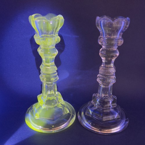 Antiker Bakewell & Birnen Pittsburgh Distel Feuerstein Glas Kerzenständer Halter 1860