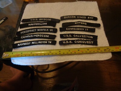 Ten (10) Different Navy Tabs or Rockers (BOX KIWI BAG#F3)