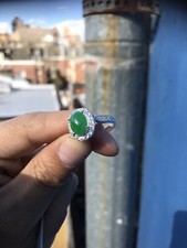Very Good Sample To Learn Natural Jadeite Grade A , Ring String Silver