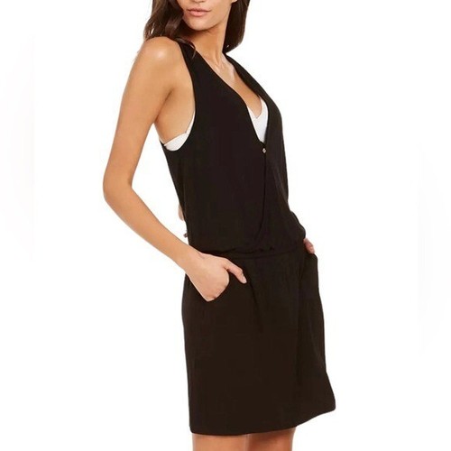 NWT Calvin Klein Surplice Racer Back Tunic Swim Cover Up Dress Black Size S/M - Picture 11 of 11