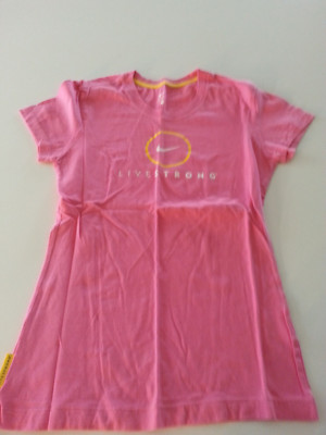 NIKE lance armstrong live strong womens pink small tshirt cycling bike S COTTON