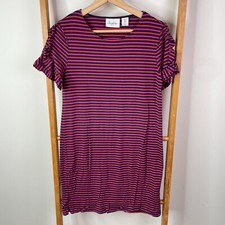 Heyton T-Shirt Dress Womens Extra Small Multicolour Striped Knee Length Ruffle