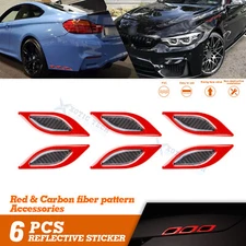 Set 3D Red Carbon Fiber Texture Reflect Car Vent Edge Bumper Decal Accessories