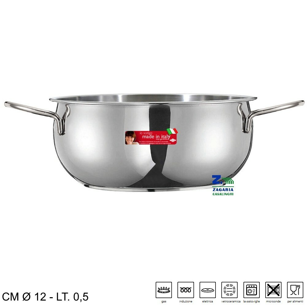 CASSERUOLA RIVER DIAM. CM 12 IN ACCIAIO INOX CON TRIPLO FONDO TERMO DIFFUSORE