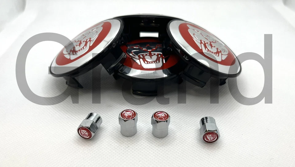 For Jaguar Wheel Center Caps Red &Air Caps 59mm S-Type X-type XF XJ8 XEL XJ XK - Image 3 of 4