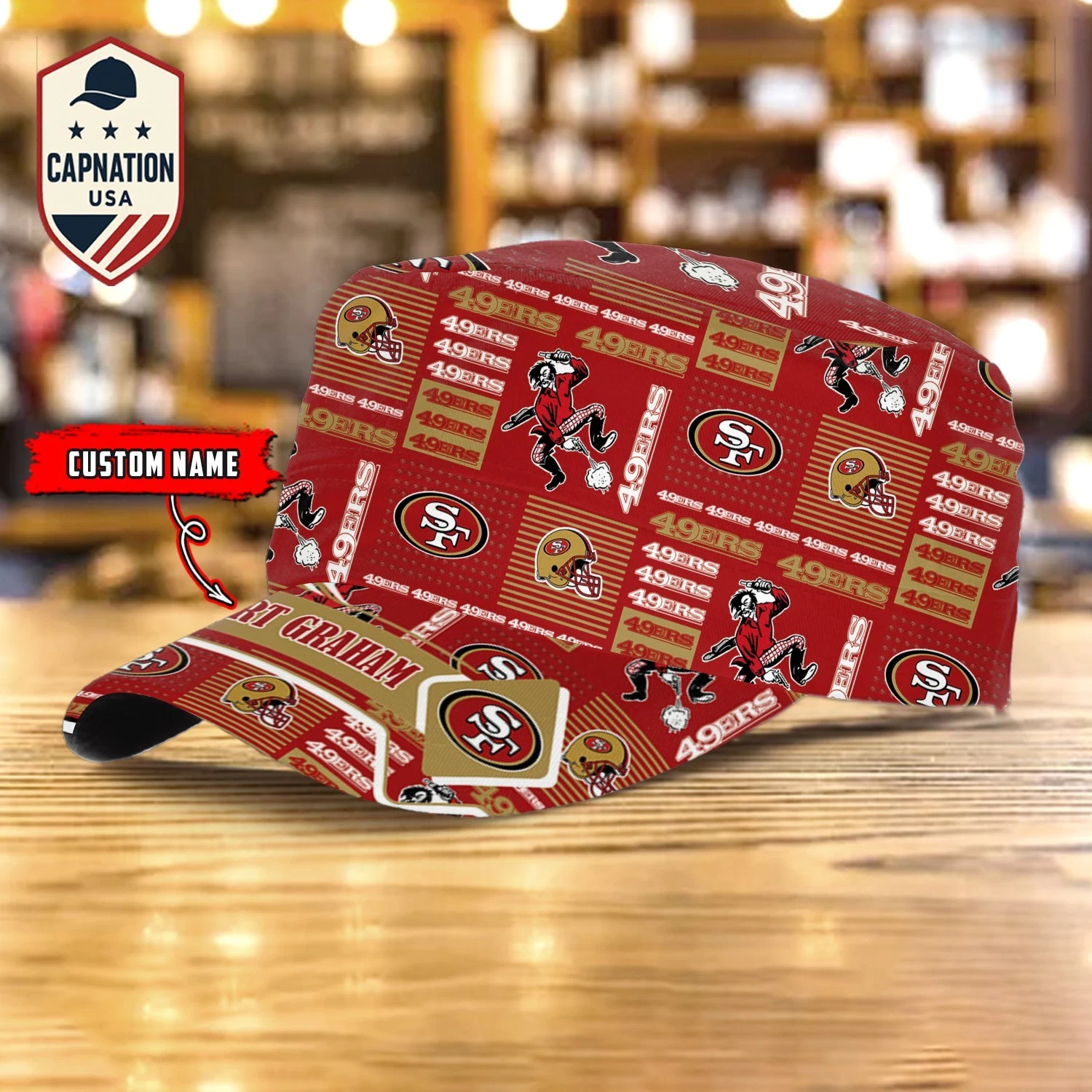 San-Francisco-49ers Custom Military Cap NF-L Flat Cap Baseball Cap Gift For Men