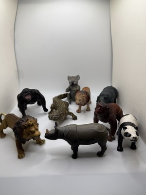 Vintage  Rubber Toy Animal Lot 9 Jungle Zoo