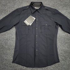 Blauer Size 15.5x31 Dark Navy Full Zip Button Front Collard Shirt Performance