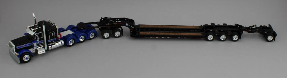 DCP 1:64 *BLACK & BLUE* Peterbilt 389 36" Flattop HEAVY HAUL Lowboy Jeep Stinger - Image 2 of 4