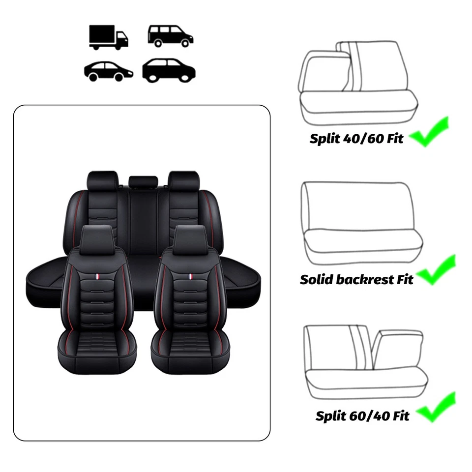 For BMW 328i 335i 5-Seat PU Leather Full Seat Cushion Cover Front Rear Protector - Imagem 3 de 4