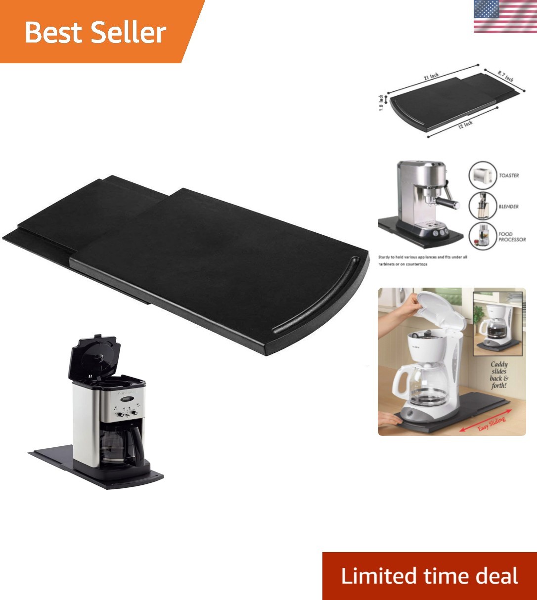 Handy Sliding Tray Sliding Tray Mat for Coffee Maker,Kitchen Appliance Moving...