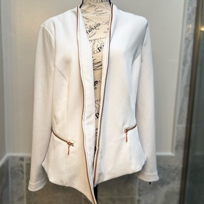 Mark Zunino White Women's Blazer Rose Gold hardware Plus Size 18w business