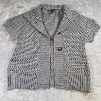 Banana Republic Merino Wool Blend Short Sleeve Button Cardigan Size Small Gray