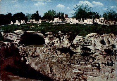The Scull Gordons Calvary Jerusalem Jordan vintage postcard e855