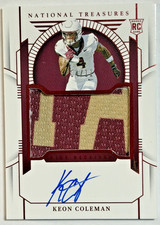 2024 National Treasures College Materials Signatures Keon Coleman #49 /11 Red RC