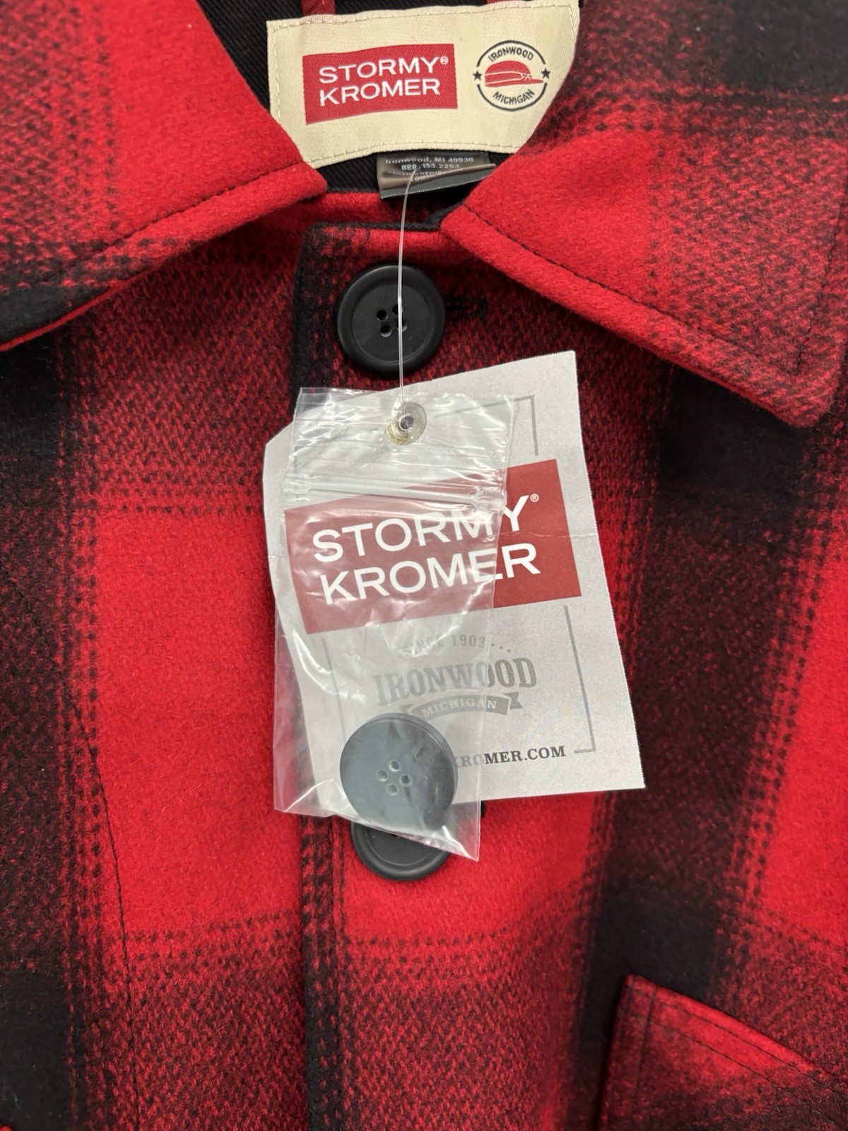 Stormy Kromer Wool Mackinaw Cruiser Coat Red Black Buffalo Plaid Men’s M NEW NWT