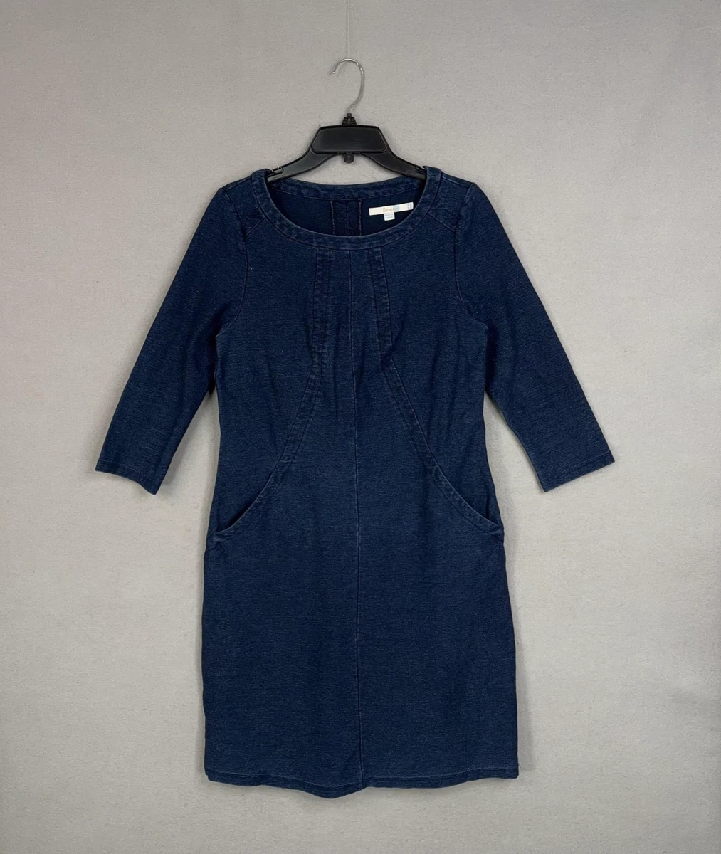white christmas dresses V-Neck Denim Dress-Mid Vintage main image 0