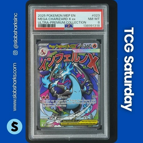 2025 POKEMON MEP EN-ME BLACK STAR PROMO #023 MEGA CHARIZARD X EX PSA 8