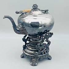 Antique Victorian Tilting Spirit Kettle Palais Royal No. 118 Silver Plate France