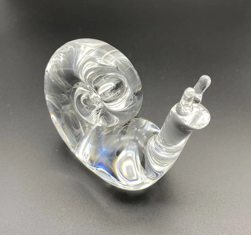Steuben Crystal Snail Decorative Figurine Paperweight Signed