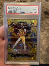 2023-24 Panini Select Gold Disco Prizm /10 Anthony Davis PSA 9 Jersey Numbered 