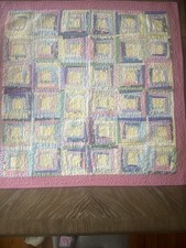 Vintage Handmade Baby Quilt Pink 38" x 38"