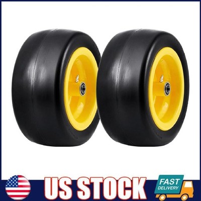 2 Pack 13x5.00-6 Flat Free Lawn Mower Tire and Wheel Garden for Zero Turn Mowers