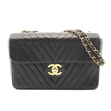 Chanel Chevron Lambskin Shoulder Bag Black