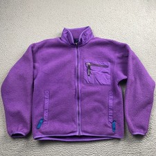 Vintage Patagonia Fleece Jacket Womens 8 Purple Pile Full Zip Made in USA 90s