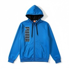 Puma Blue Full Zip Hoodie Sweatshirt Logo Athletic Warm Cell Men  s XL