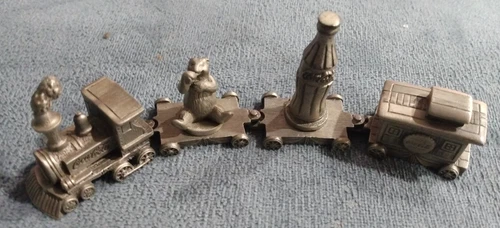 Vntg Coca Cola Miniature Pewter Train 4 Piece Set