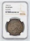 Certified 1934-S Peace Dollar NGC VG details Silver $1