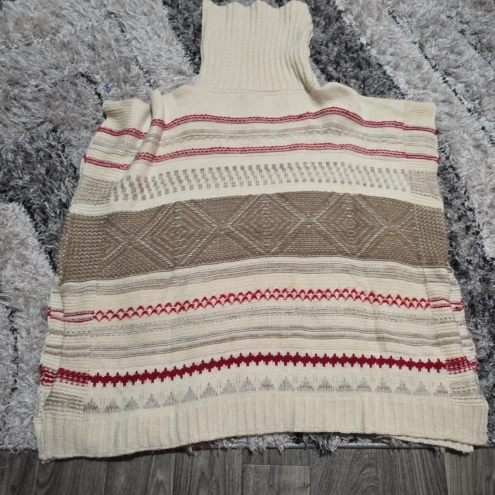 COCO + CARMEN Beige Patterned Knit Pullover Sweat… - image 2
