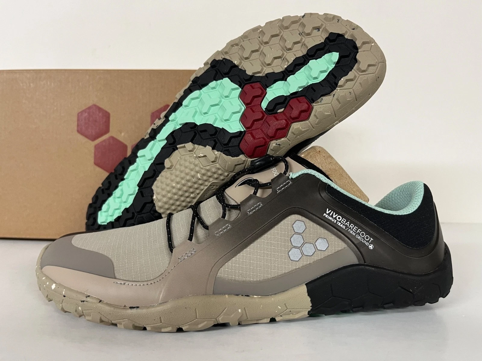 VivoBarefoot Primus Trail III ALL WEATHER Pebble Black Blue Minimalist Barefoot