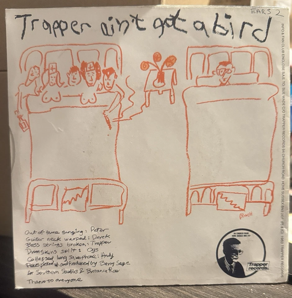 Peter & The Test Tube Babies – Trapper Ain’t Got a Bird 7” EARS2 VG+ - Image 2 of 3