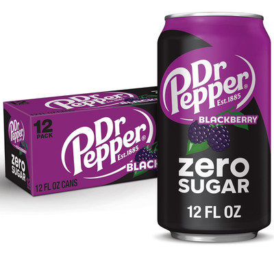 Dr Pepper Blackberry Zero sugar Soda Pop 12 fl oz 12 pack cans - Free Shipping