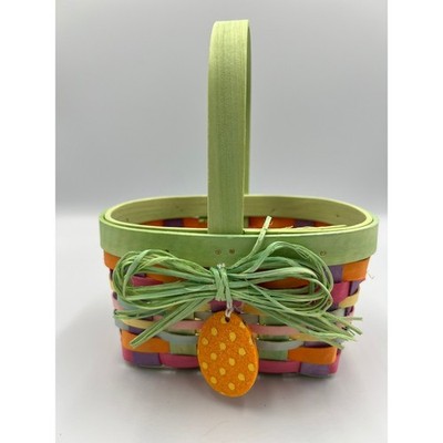 Celebrate It Woven Easter Basket Kids Small Multicolor NWOT Egg Charm Bow