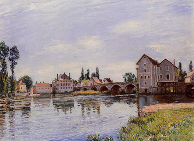 Perfect Oil painting Alfred Sisley - The Loing Flowing under the Moret Bridge